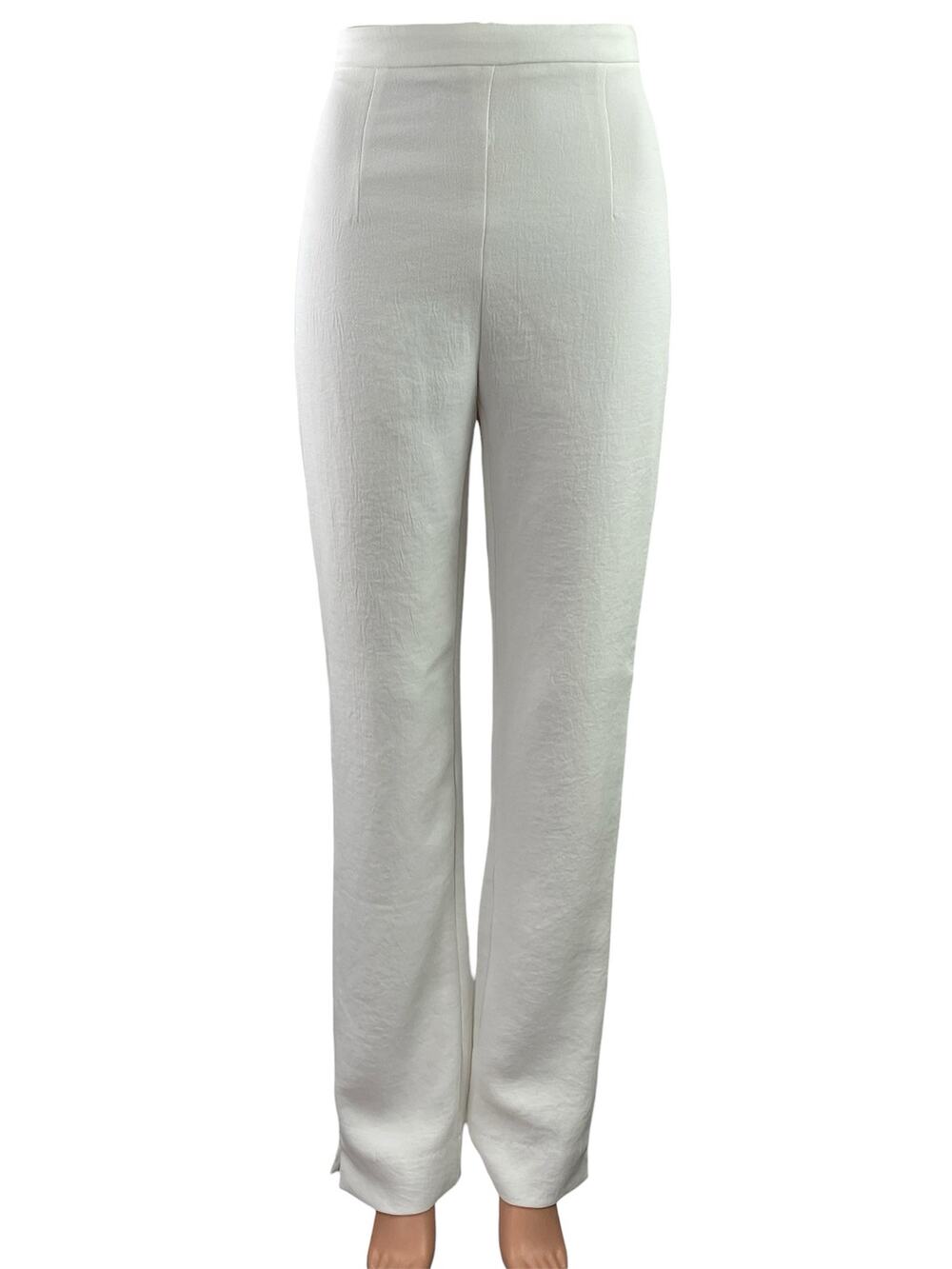 Kookai Oyster Tailored Women White High Rise Straight Leg Trousers Pants Size 34